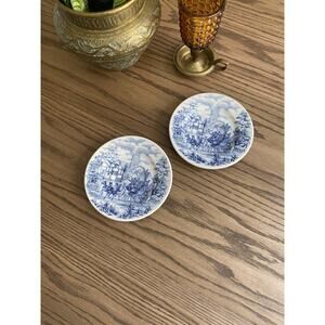 Vintage Oxford Stagecoach 8” Salad Plates Made In Brazil Set Of 2